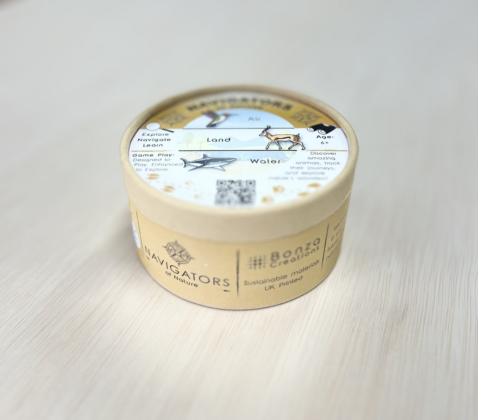 Navigators of Nature packaging and cards showing the flagship Bonza Creations product.